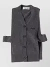 Miu Miu Knitwear Top Sleeveless Ribbed Hem Pockets In Gray