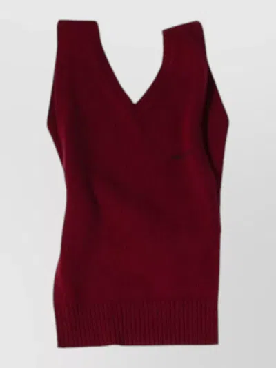 Miu Miu Knitwear Top V Neckline Cross Back Straps In Red