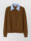 Miu Miu Knitwear With Ribbed Cuffs And Hem In Brown