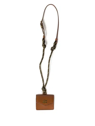 Miu Miu Knot-detail Pouch In Brown