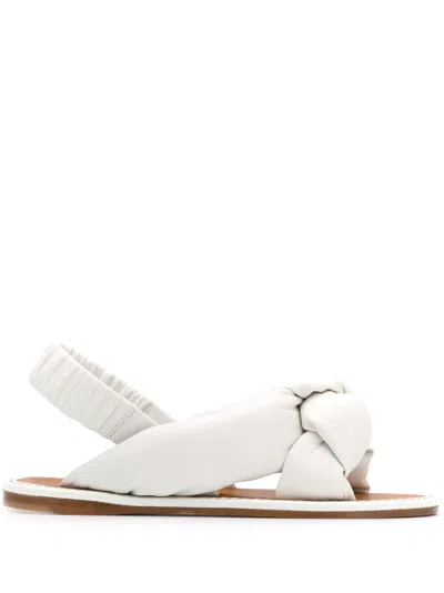 Miu Miu Knot Detail Sandals In White