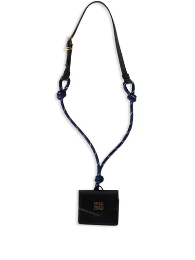 Miu Miu Knot-detail Wallet In Black