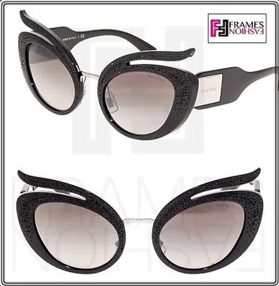 Pre-owned Miu Miu La Folie 04t Black Crystal Silver Gradient Oversized Sunglasses Mu04ts In Vw3-5o0