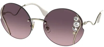 Pre-owned Miu Miu La Mondaine Smu 50xs Pale Gold/grey Pink Shaded (05o-146) Sunglasses