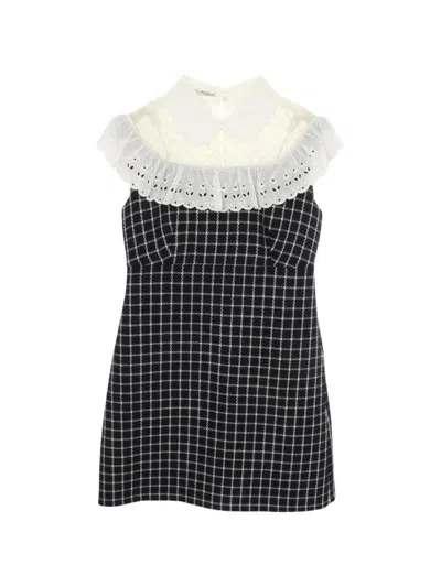 Pre-owned Miu Miu Lace Check Dress In Black
