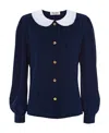 Miu Miu Lace-collar Long-sleeved Blouse In Blue
