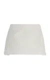 Miu Miu Lace-detailed Linen-cotton Mini Skirt In White