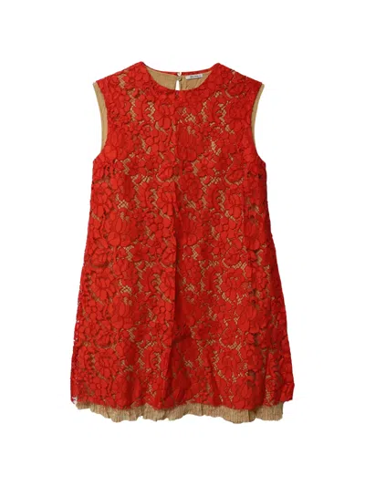 Pre-owned Miu Miu Lace Dress In Red