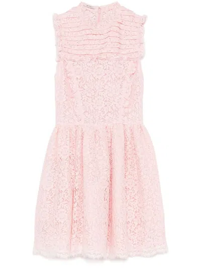 Pre-owned Miu Miu Lace Mini Dress In Pink