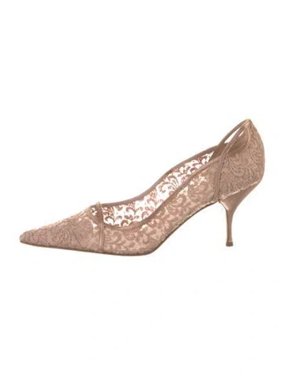 Pre-owned Miu Miu Lace Pattern Embroidered Accent Ballet Flats In Pink