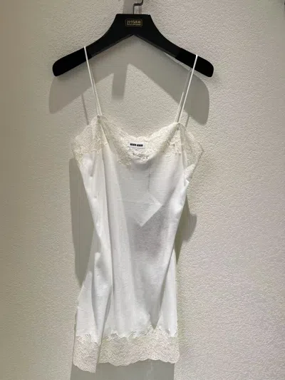 Miu Miu Lace Suspender Top In White