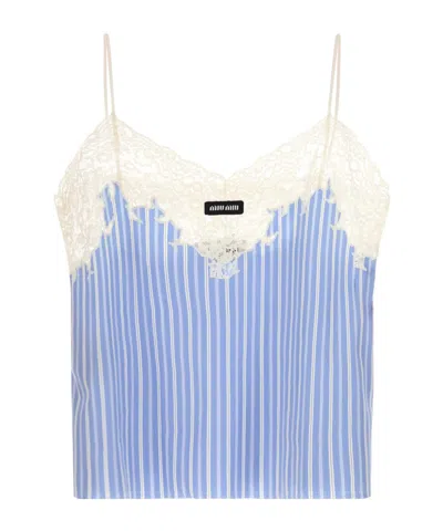 MIU MIU MIU MIU LACE-TRIM SLEEVELESS TOP