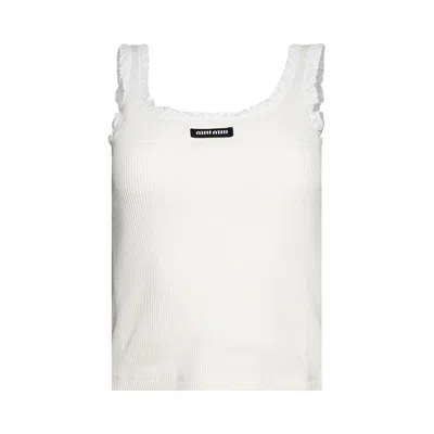 Pre-owned Miu Miu Lace Trim Tank Top 'avorio' | White | Women's Size L
