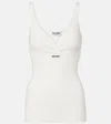 Miu Miu Womens Bianco Ribbed Shoulder-straps Cotton Top In White