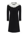 Miu Miu Lace Trimming Long Sleeved Mini Dress In Black