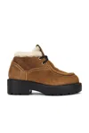 Miu Miu Suede Shearling Lace-up Chukka Booties In Cinnamon