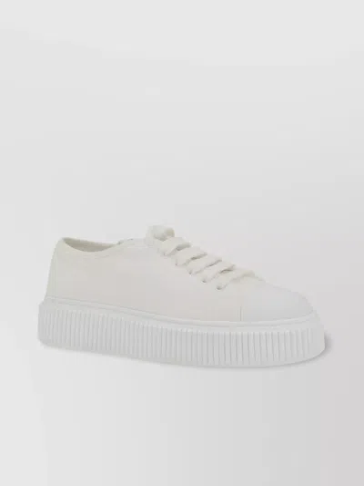 Miu Miu Lace-up Cotton Sneakers Platform Sole