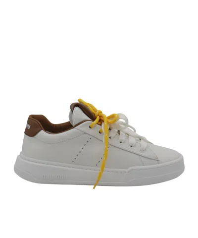 Miu Miu Lace-up Low-cut Casual Shoes In Gray