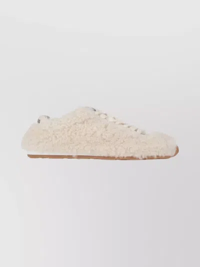 MIU MIU LACE-UP SHOES WITH FAUX FUR TEXTURE