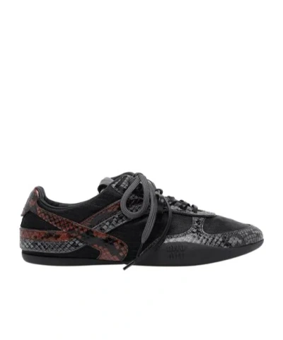 Miu Miu Lace-up Sneakers In Black