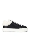 Miu Miu Shearling-lined Lace-up Sneakers In Nero & Natural