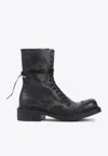 Miu Miu Lace-up Vintage Calf Leather Ankle Boots
