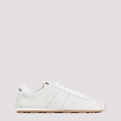 Miu Miu Plume Sneaker In Ivory Leather Women In Multi