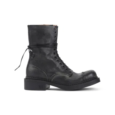 Miu Miu Laced Black Calf Leather Ankle Boots