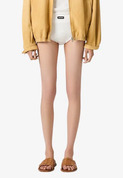 Miu Miu Lace-trimmed Briefs In White