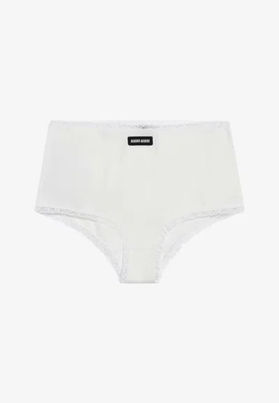 Miu Miu Lace-trimmed Panties In White