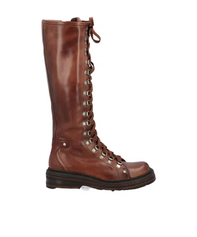 Miu Miu Lace-up Boots In Brown