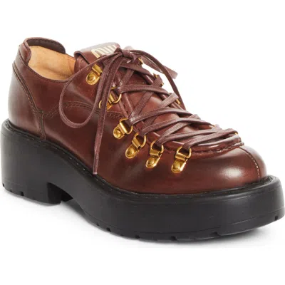 Miu Miu Lace-up Platform Chukka Boot In Brown