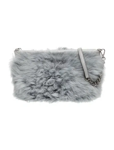 Pre-owned Miu Miu Lamb Fur Grey Fur Shoulder In Blue