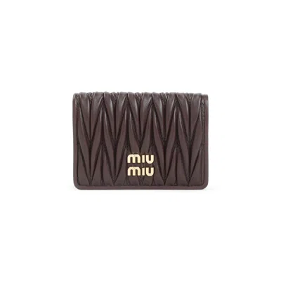 Miu Miu Quilted Leather Card Holder In Radica