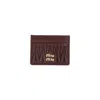 Miu Miu Lamb Leather Quilted Cardholder In Brown