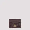 Miu Miu Lamb Leather Cardholder In Gray
