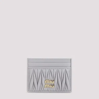 Miu Miu Lamb Leather Cardholder In Purple