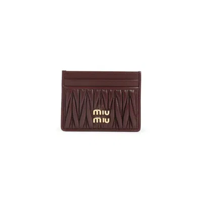 Miu Miu Lamb Leather Cardholder In Red