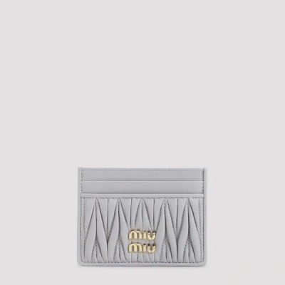 Miu Miu Lamb Leather Quilted Matelasse Cardholder In Orange