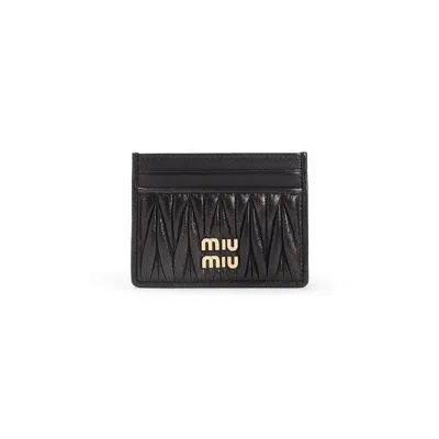 Miu Miu Lamb Leather Credit Card Case Women In Black