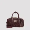Miu Miu Lamb Leather Quilted Shoulder Bag In Burgundy
