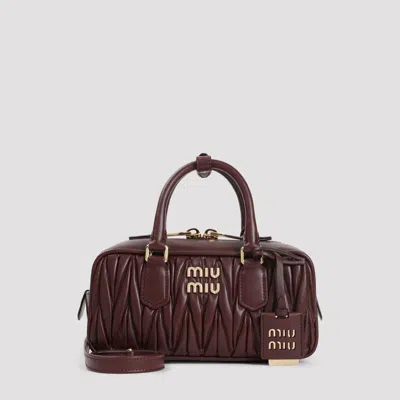 Miu Miu Lamb Leather Handbag In Burgundy