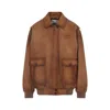 Miu Miu Lamb Leather Jacket Dropped Shoulders In Brown