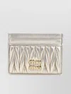 Miu Miu Logo Matelassé Leather Cardholder In Neutrals