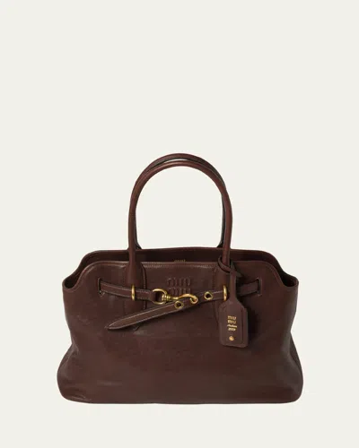 Miu Miu Lamb Leather Shoulder Bag In F0nbl Radica