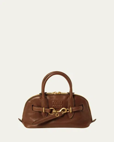Miu Miu Lamb Leather Top-handle Bag In F0316 Rovere