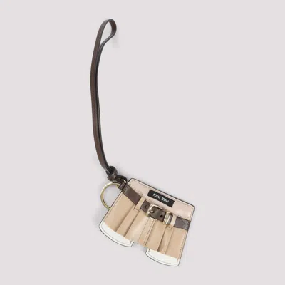Miu Miu Lamb Leather Mini Skirt Keychain In Orange