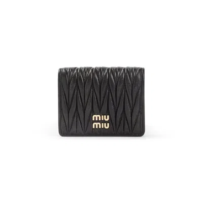 Miu Miu Lamb Leather Wallet In Black
