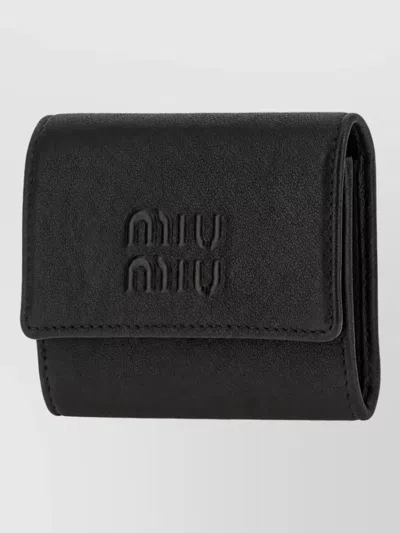 Miu Miu Lamb Leather Wallet In Black