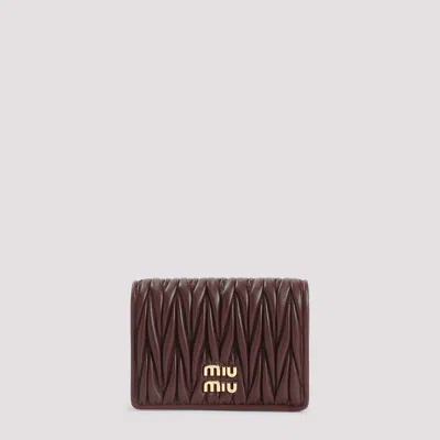 Miu Miu Lamb Leather Wallet In Brown